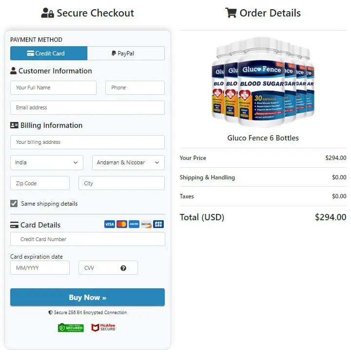 GlucoFence Order Page